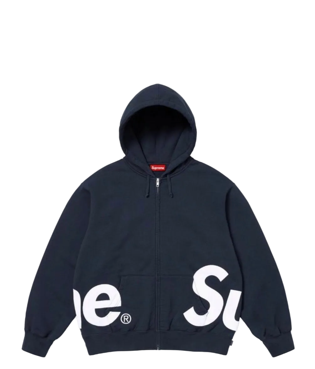 Supreme Big Logo Zip Up Hoodie ‘Navy’