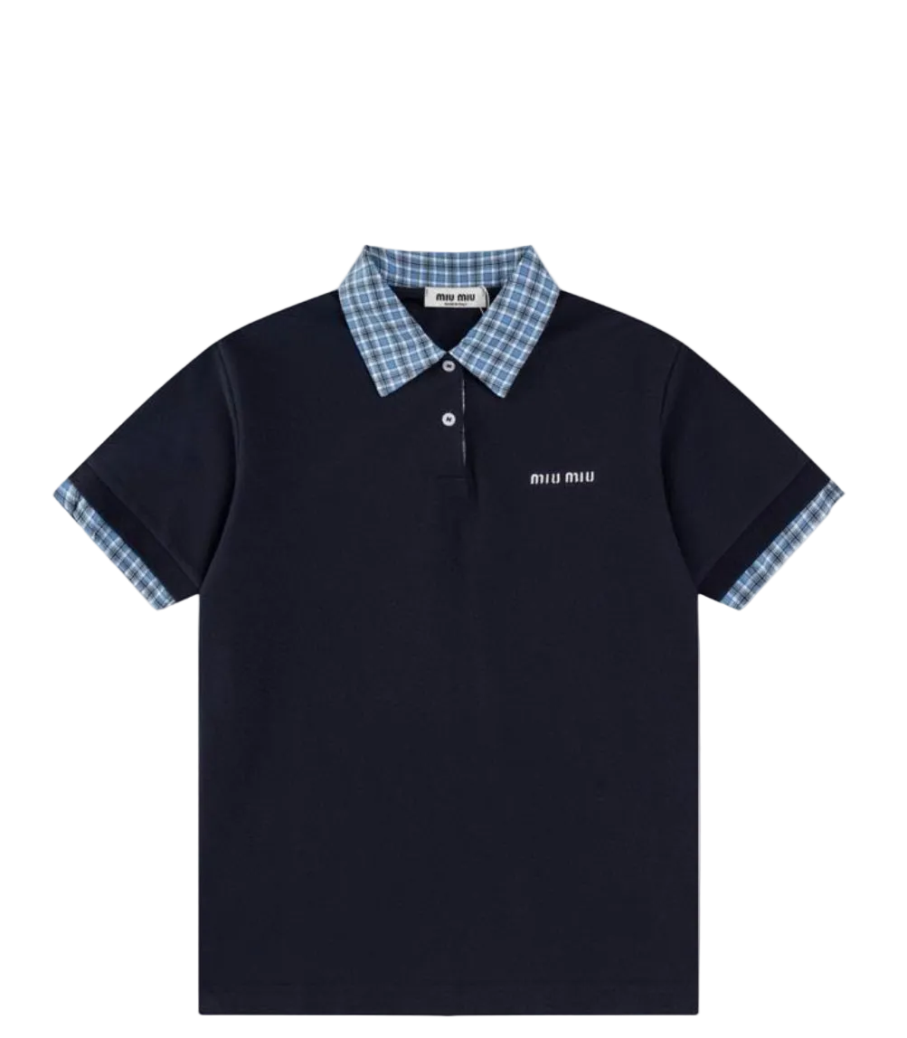 Miu Miu Layered Polo Shirt ‘Navy & Sky Blue’
